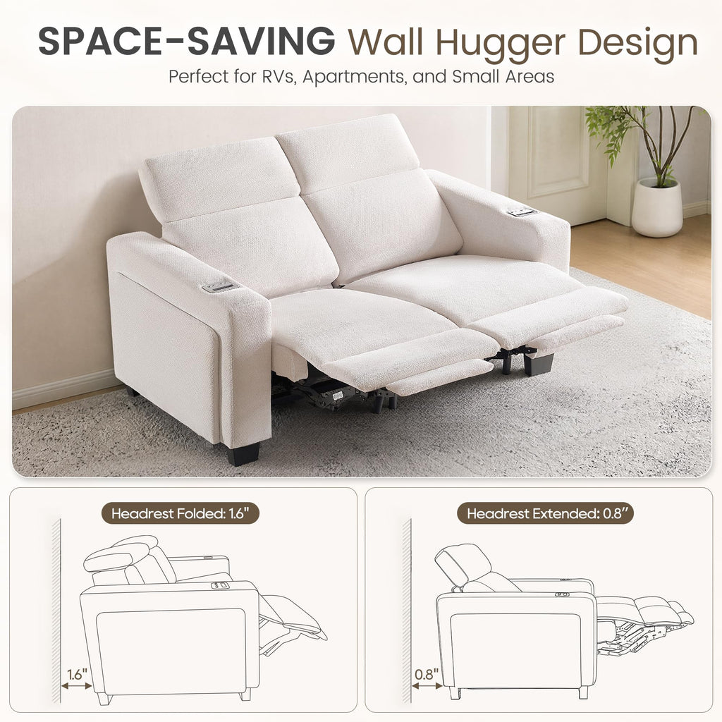 Wall Hugger Power Reclining Loveseat, Loveseat Recliner Sofa, Beige