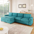 103.9" Sectional Sofa Convertible Sectional Sofa U Shaped Sofa with Two Storage Chaise Lounges and Four USB Ports for Living Room, Teal