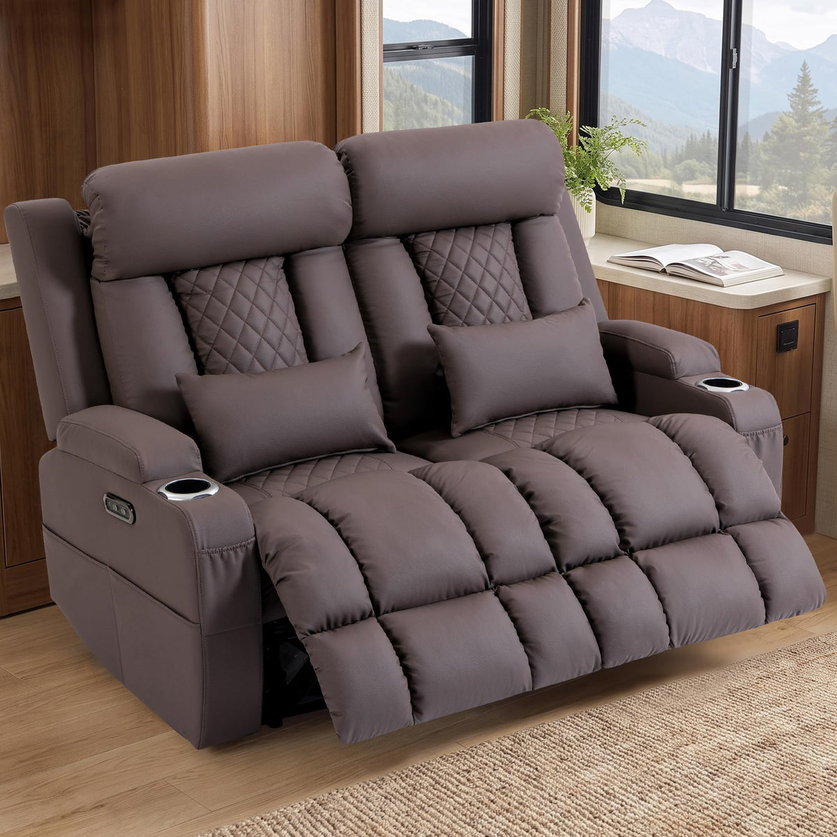 Wall Hugger Power Reclining Sofa w/ Adjustable Headrest, Gray