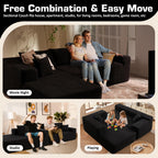 106" Cloud Sectional Couch with Chaise Lounge,L Shaped Modular Modern Sofa,Comfy Corduroy Fluffy Sofa with Deep Seat,No Assembly Required Couch for Living Room(Left,Stripe Corduroy,Black)
