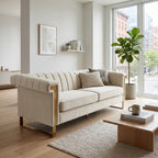 Tomkate 84" Velvet Chesterfield Sofa, Modern 3-Seat Couch with Gold Legs
