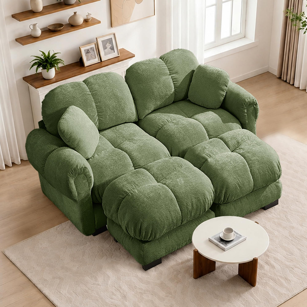 103.9" Modular Cloud Couch, Oversize U-Shaped Sectional Sofa with Ottoman, Deep Seat Chenille Couch, Anti-Slip Design, Modern 3-Seater Sofa for Living Room/Apartment/Bedroom, Brown