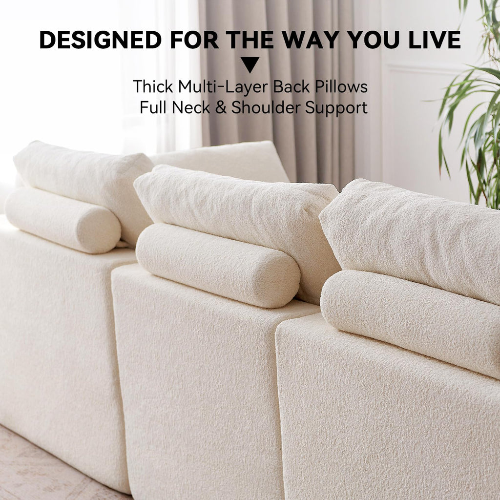 110" Cloud Sectional Couches for Living Room, Warm White