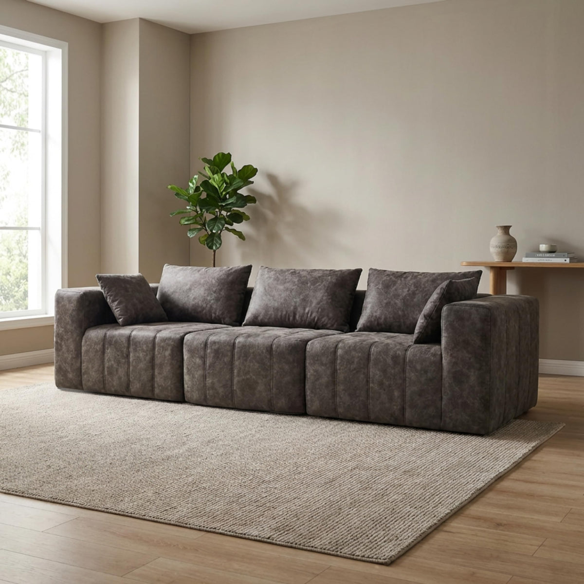 · REDEARTH · Boneless L Shaped Sectional Sofa in a Box, 5 Seater - Oyster
