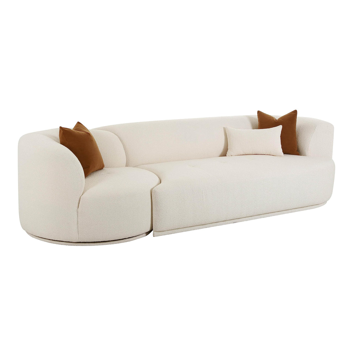 Tov Furniture Fickle Cream Boucle 2-Piece Modular RAF Sofa