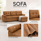 Tufted Sectional Sleeper Sofa Pull Out Couch Bed Modern Corner Couch