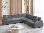 104" Convertible L-Shaped Sectional Sofa, Corduroy Corner Couch with Armrest Storage, Cup Holders, USB Charger, Irregular Corner, Oversized Comfy Modular Sofa for Living Room&Apartment，Beige