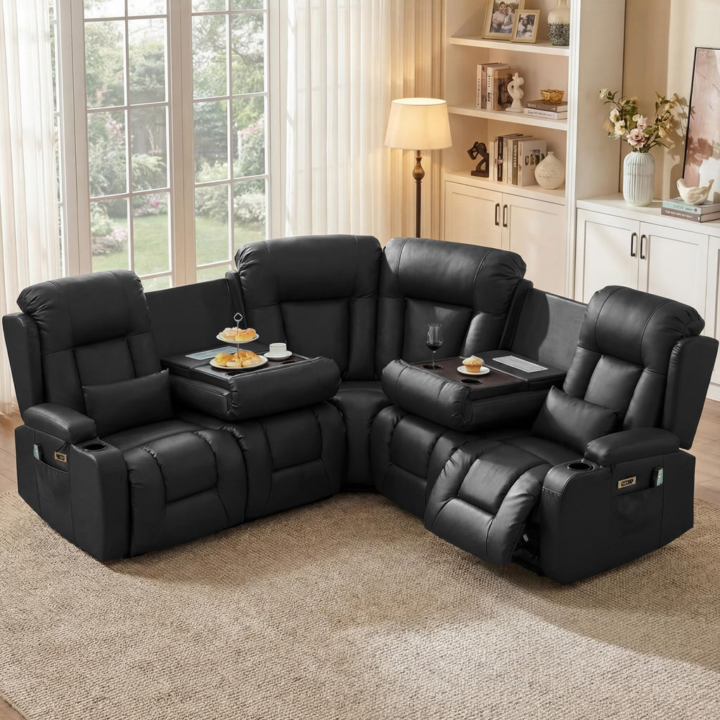 TUNYI Power Loveseat Recliner Sofa with Massage & Heat