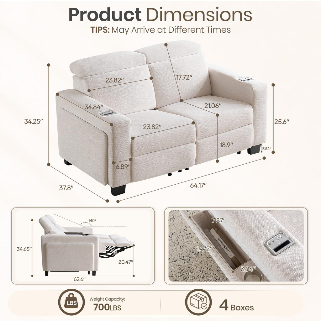 Wall Hugger Power Reclining Loveseat, Loveseat Recliner Sofa, Beige