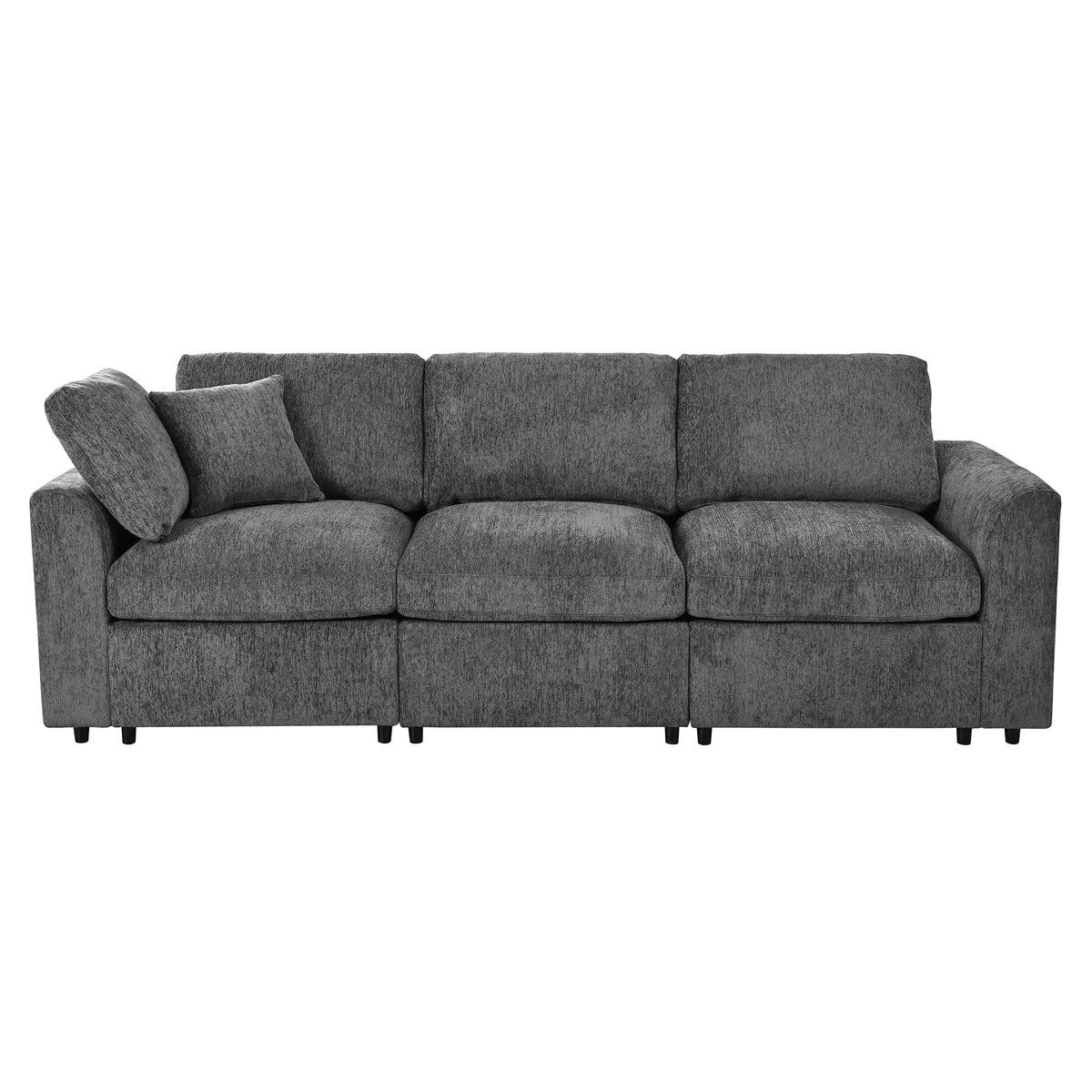 U-Style 101.57" Modern 3-Seater Sofa, Chenille Upholstered Couch with Solid