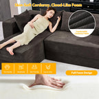 108" Boneless Sectional Chaise Couch, 17.5" Seat Height,Black Grey