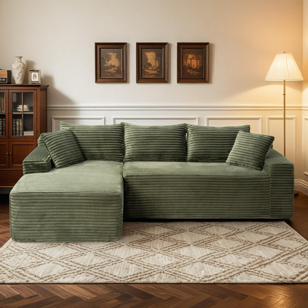 114" Brown Left Facing Sectional Couch with Chaise,Faux Leather Sectional Couch No Assembly Required,Boneless L Shaped Couch for Living Room