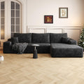 107" Cloud Sectional Couch with L Shape Chaise,Modular Sofa with Deep Seat, Upholstered Couches for Living Room Bedroom,No Assembly Required, Black(Plush Corduroy Fabric) IK741