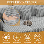 107" Sectional Sleeper Sofa with Pull Out Bed, Comfy Fluffy Plush Cloud Corduroy Sectional Couches for Living Room, U Shaped Modular Couch with Storage Chaise, Cup Holder & USB Charger, Grey
