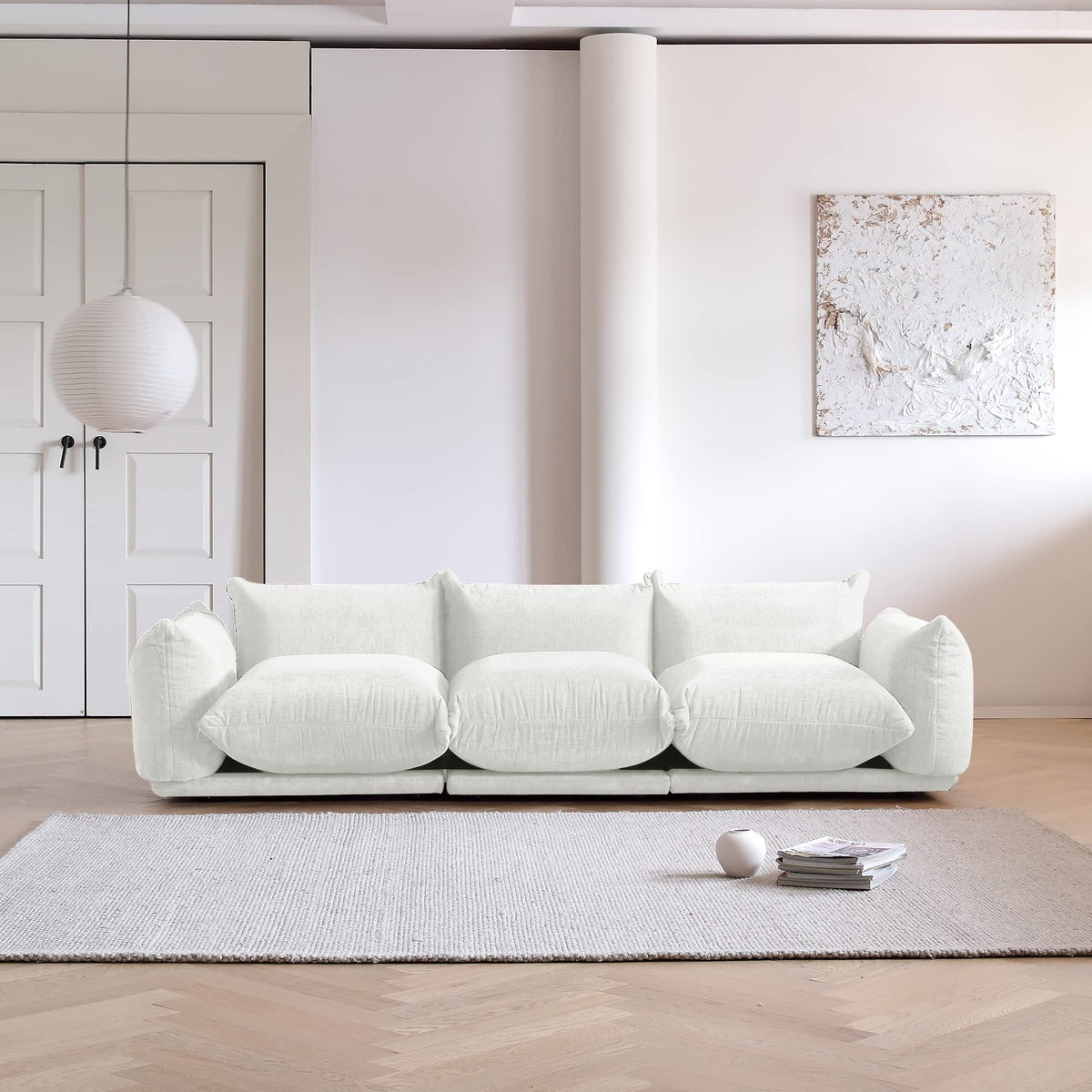 WJShome Modular Sectional Couch, Lovesofa Convertible Sofa, 77.16in Minimalist Modern Chenille Yarn 2 Seater Living Room Sofa Set for Office & House, Red