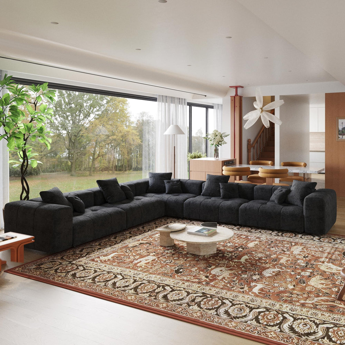 104.8" Modular Cloud Loveseat with Extra Wide & Deep Seats, Oversized 2-Seater Mid-Century Modern Couch for Living Room, Linen