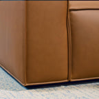 Zion Mid-Century Modern Wide Armrest Comfortable Leather Sofa in Cognac Tan
