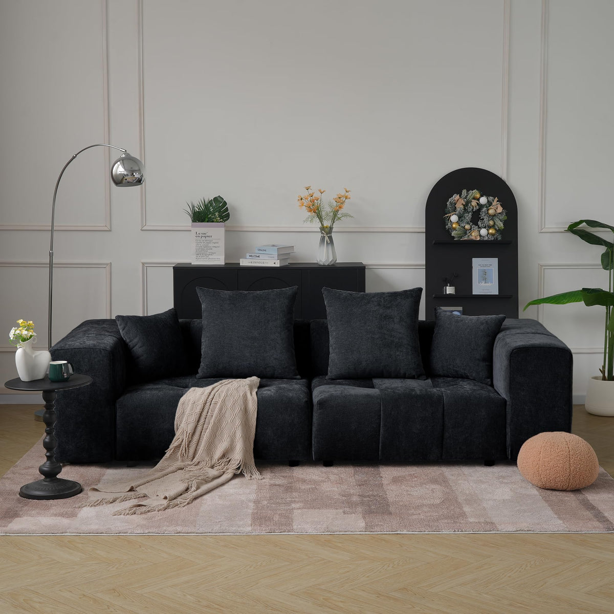104.8" Modular Cloud Loveseat with Extra Wide & Deep Seats, Oversized 2-Seater Mid-Century Modern Couch for Living Room, Linen
