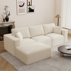 79" Modular Sectional Sofa, Cloud Couch Loveseat Memory Foam Boneless Couch with Chaise, Cozy Upholstered Corduroy Floor Couch, No Assembly Required Living Room Furniture for Apartment, Beige