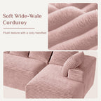 131" Oversized Cloud‑Style Boneless Sofa, Pink