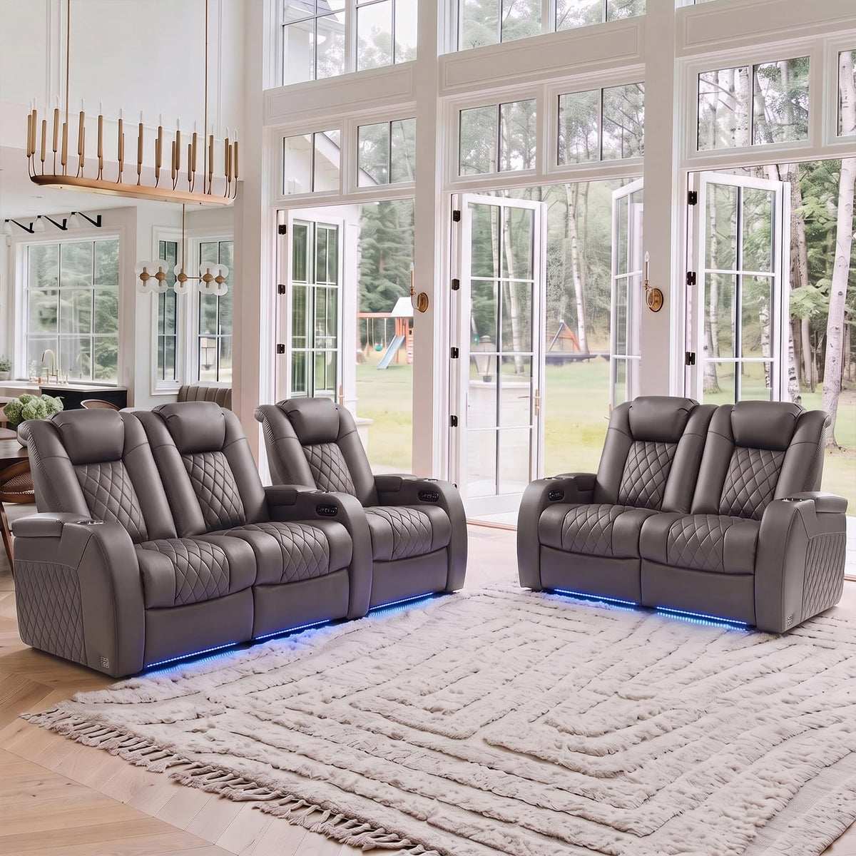 Weilianda Power Reclining Sofa for Living Room, Grey