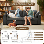 130" Sectional Couches for Living Room Boneless Couch Upholstered Cloud Couch Sectional Modular Sectional Sofa with L Shaped (Dark Grey, 3 Seat+1 Ottoman)