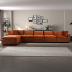 Velvet Modular Sofa in Burnt Orange, Sectional with L-Shape Design, Easy Assembly for Contemporary Homes