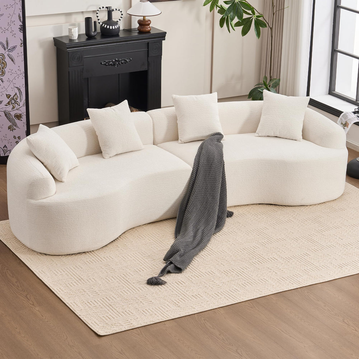 110'' Curved Boneless Sofa, Compression Sofa Modular Sectional Couch