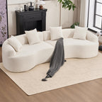 WILLIAMSPACE 132" Oversize Curved Sofa Couch for Living Room, Modern Luxury 2 Pieces Upholstered Cloud Sofa Curved Couch with Half Moon Design, Velvet 6 Seater Sofa for Apartment, No Assembly, Orange