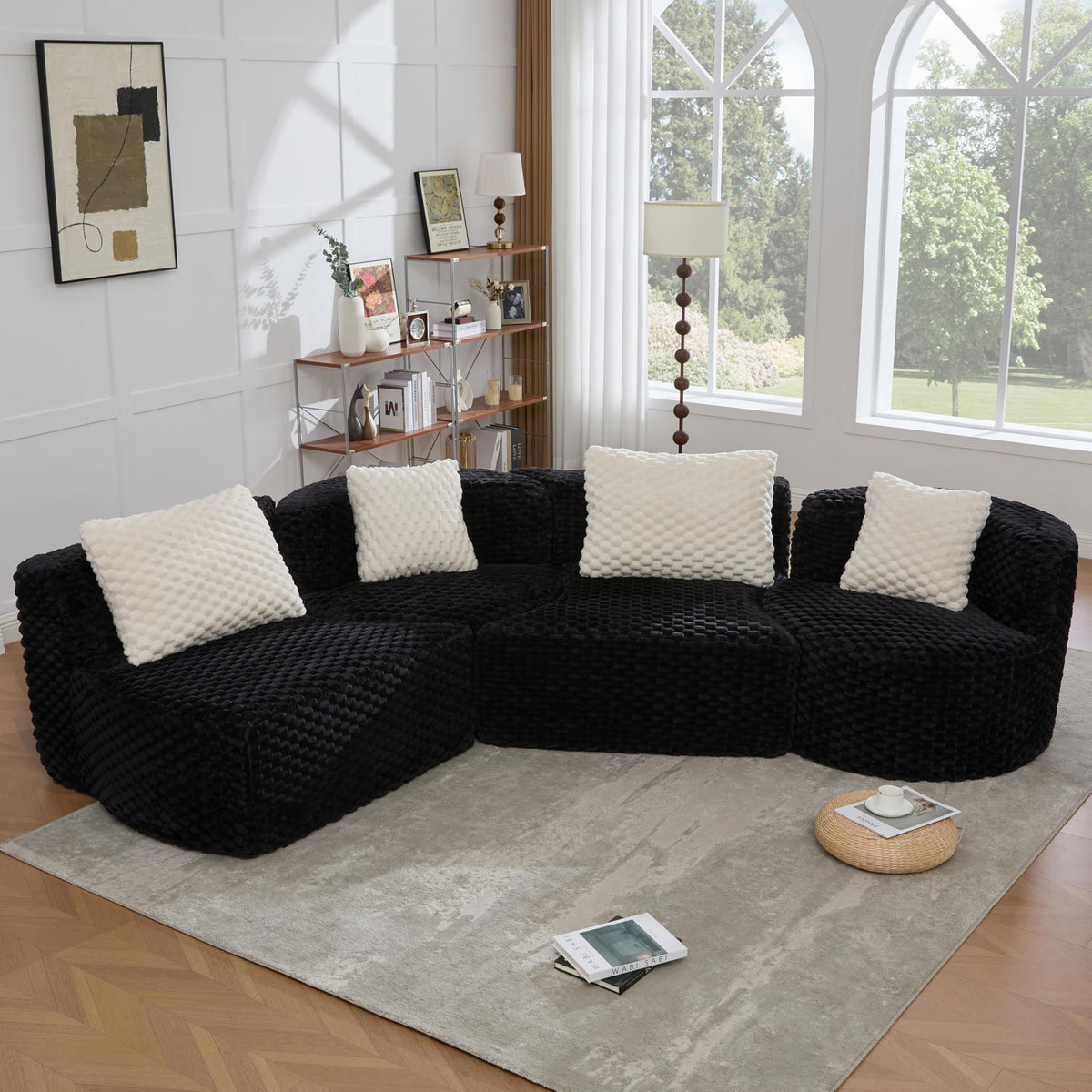 109.4'' Curved Modular Sectional Sofa, Round Sofa with Soft Upholstery