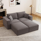79" Modular Sectional Sofa, Cloud Couch Loveseat Memory Foam Boneless Couch with Chaise, Cozy Upholstered Corduroy Floor Couch, No Assembly Required Living Room Furniture for Apartment, Beige