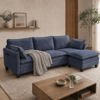 108" Modular Sectional Sofa Cloud Couch - U Shape Sofa with Charging Station Side Storage - Chenille Comfy Couches with Ottoman Movable for Living Room Bedroom Apartment Office, Blue