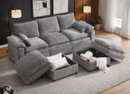 110" Modular Sectional Sofa with Storage, Premium Chenille Cloud Couch with Movable Ottomans, 1200lbs Heavy Duty Deep Seat Sectional, High-Density Foam