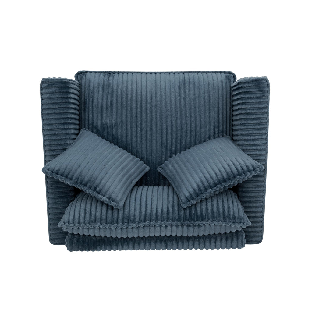 Tidyard Lazy Sofa Chair, Blue Single-Person Recliner with Armrests, Tufted Corduroy Upholstery, Soft Cushion & Ergonomic Back Support for Living Room or Bedroom