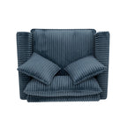 Tidyard Lazy Sofa Chair, Blue Single-Person Recliner with Armrests, Tufted Corduroy Upholstery, Soft Cushion & Ergonomic Back Support for Living Room or Bedroom