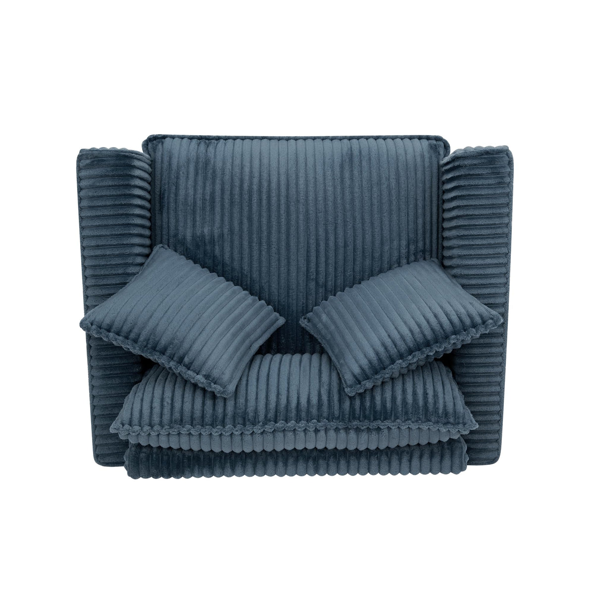Tidyard Lazy Sofa Chair, Blue Single-Person Recliner with Armrests, Tufted Corduroy Upholstery, Soft Cushion & Ergonomic Back Support for Living Room or Bedroom