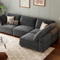 106" L-Shaped Modern Sofa Modular Sectional Cloud Couch with Charging Station, Convertible Sectional Sofa Sleeper Bed with USB/Type-C Port, Removble Chaise Sofa for Living Room, Apartment, Grey Velvet