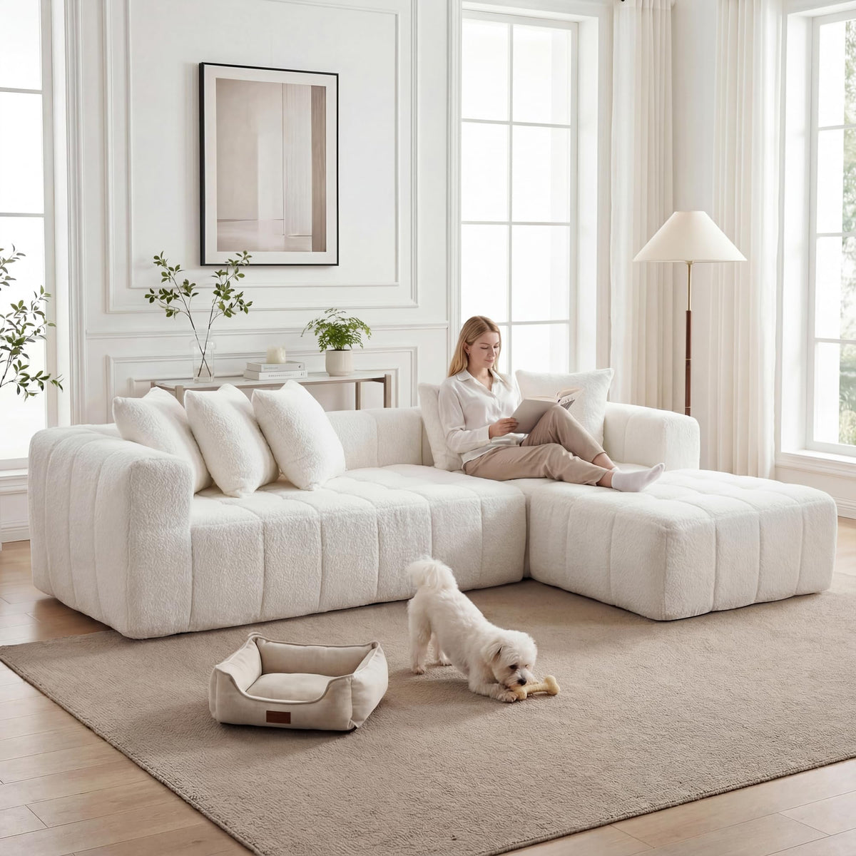 WILLIAMSPACE 111" Sectional Curved Sofa Couch with Fully Compressed Sponge