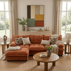 107.5" Modular Sectional Sofa-Chenille Deep 3 Seater L-Shaped Cloud Couch with Ottoman, Button Seat Cushions for Living Room & Apartment, Orange