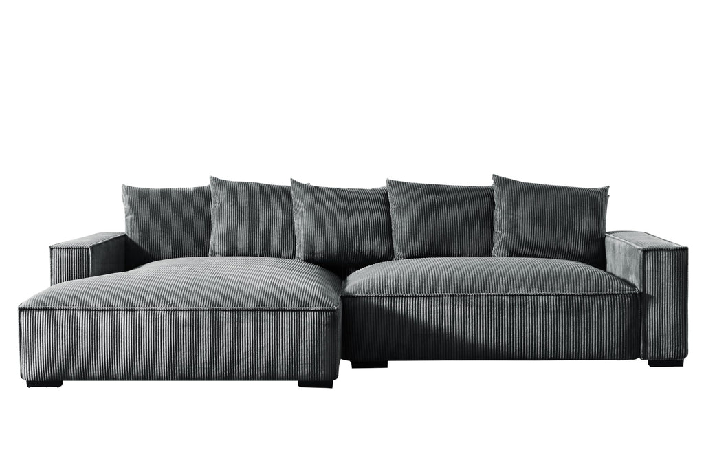 106.7-Inch L Shaped Left Facing Sectional Sofa with Chaise, Corduroy Uphol