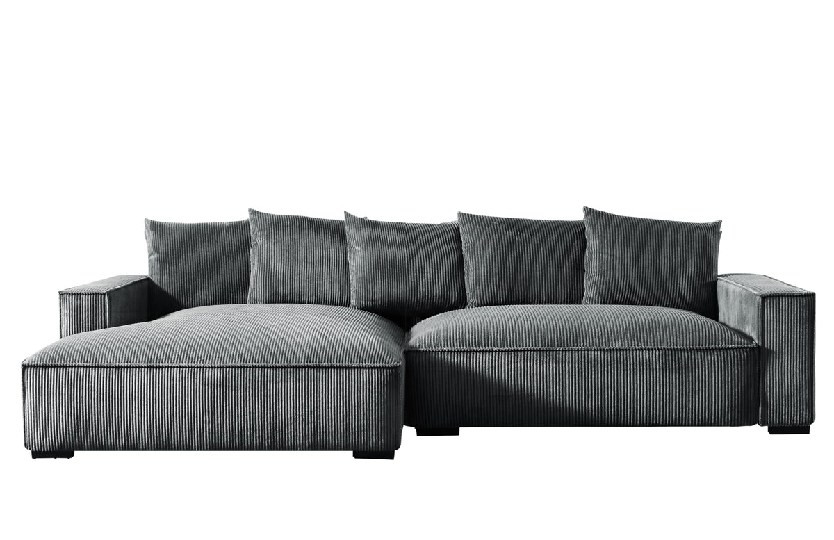 106.7-Inch L Shaped Left Facing Sectional Sofa with Chaise, Corduroy Uphol