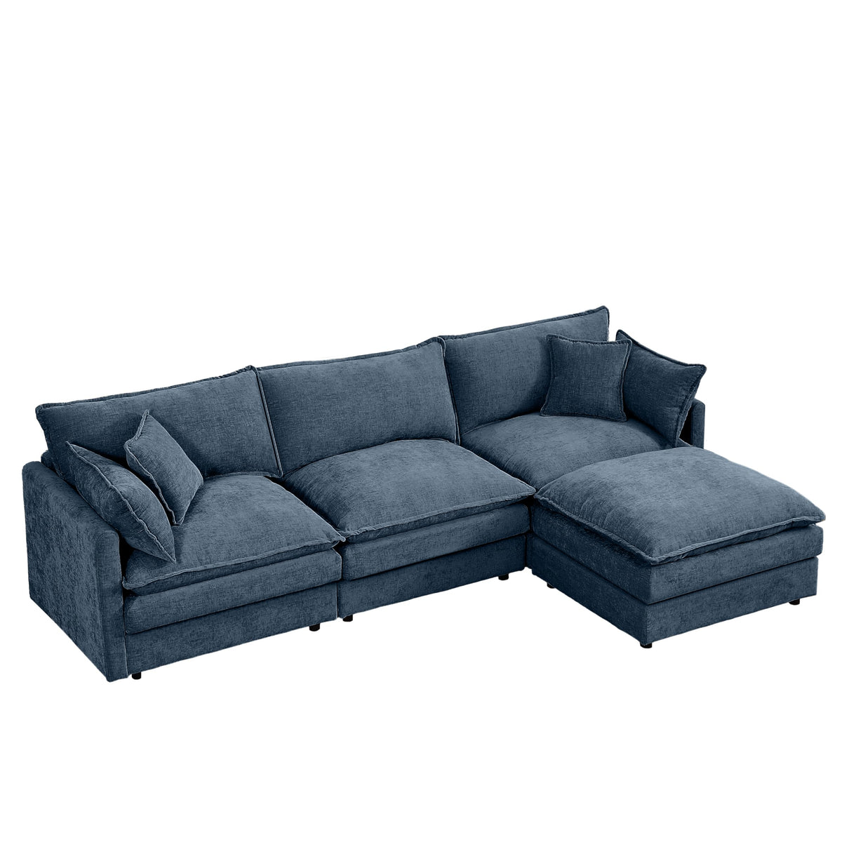 110 in L-Shaped Modular Sectional Sofa, 3-Seater Chenille Upholstery Coffee