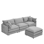 110 in L-Shaped Modular Sectional Sofa, 3-Seater Chenille Upholstery Coffee