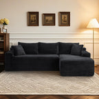 114" Brown Left Facing Sectional Couch with Chaise,Faux Leather Sectional Couch No Assembly Required,Boneless L Shaped Couch for Living Room