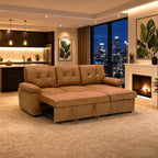 Tufted Sectional Sleeper Sofa Pull Out Couch Bed Modern Corner Couch