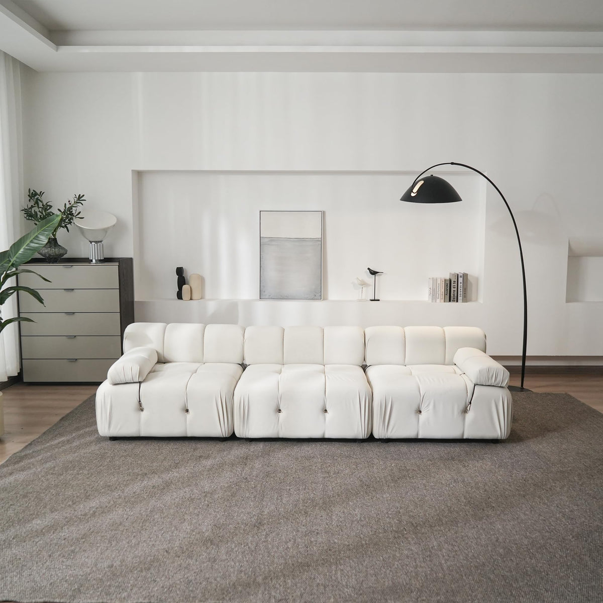 104" Bubble Couch Velvet Modular Sectional Sofa, Oversized L Shaped Couches for Living Room, Comfy Cloud Couch, 3-Seater Deep Seat Sofa Green