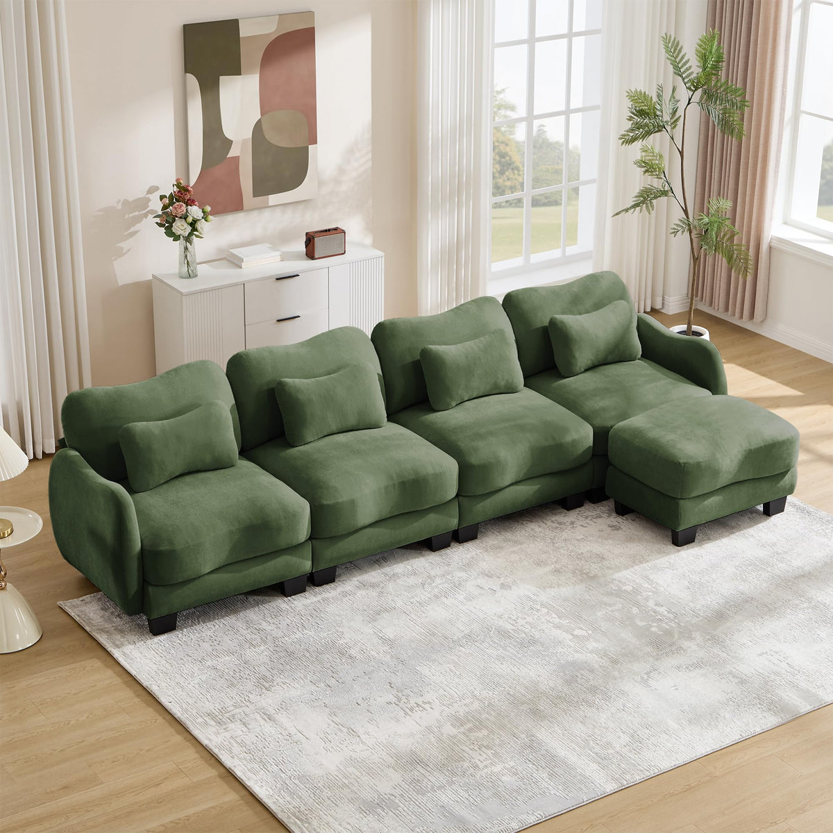 101.1" Modular Cloud Couch Deep Seat Sectional Sofa L Shaped Couch