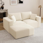 79" Modular Sectional Sofa, Cloud Couch Loveseat Memory Foam Boneless Couch with Chaise, Cozy Upholstered Corduroy Floor Couch, No Assembly Required Living Room Furniture for Apartment, Beige