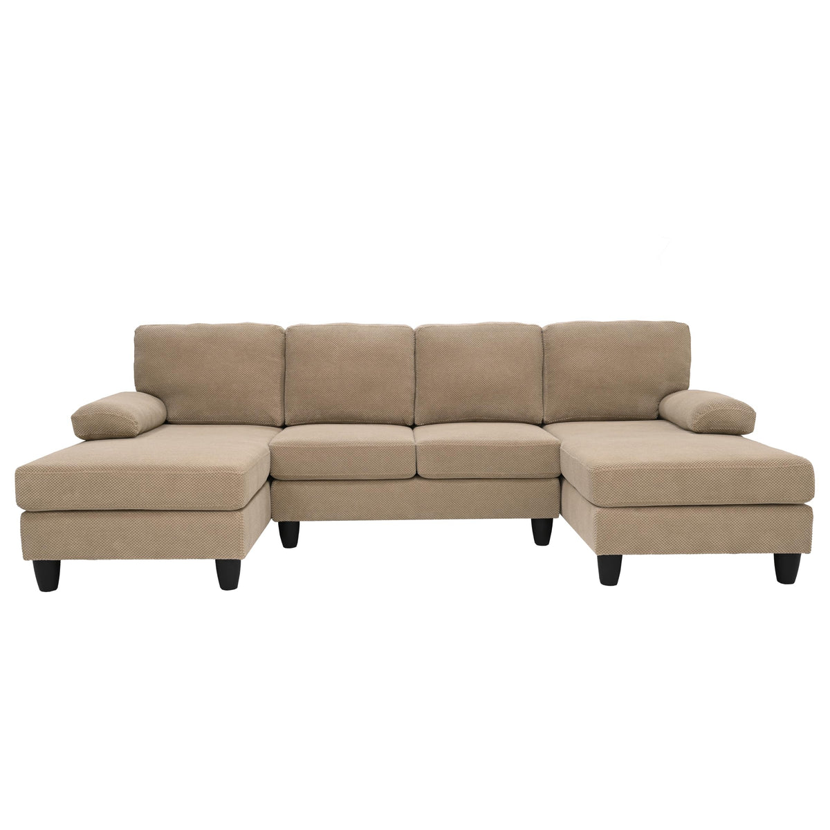 U-Shaped Sofa, Dual Chaise Sectional, 104 Inch, Camel