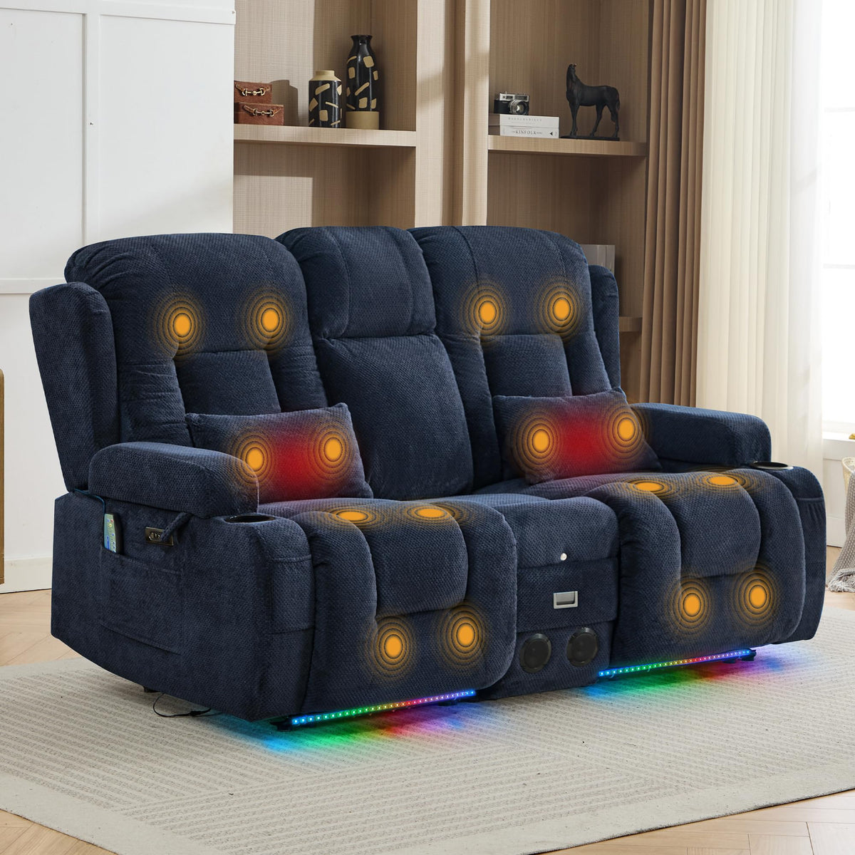 TUNYI Wall Hugger Home Theater Seating, Power Loveseat Recliner Sofa